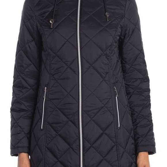 Laundry By Shelli Segal Blue 3/4 Zip Parka Jacket - Picture 4 of 13